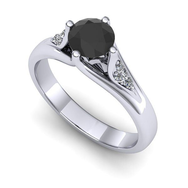 Inel logodna din aur alb cu diamant negru