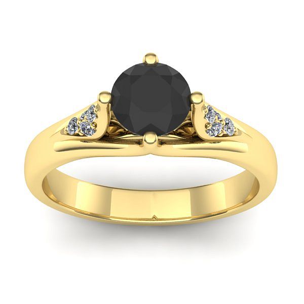 Inel logodna cu diamant negru rotund