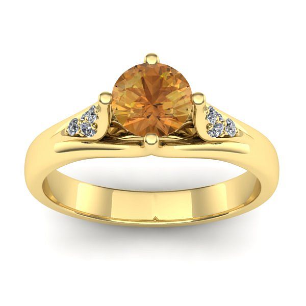 Inel cu citrin rotund