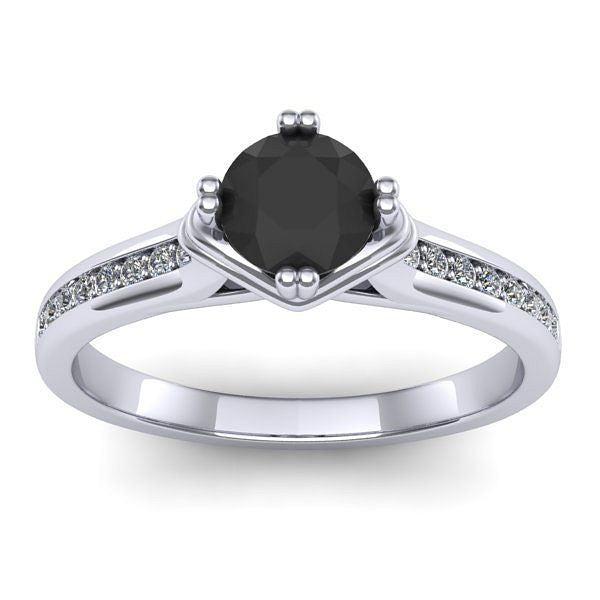Inel de logodna cu diamant negru rotund
