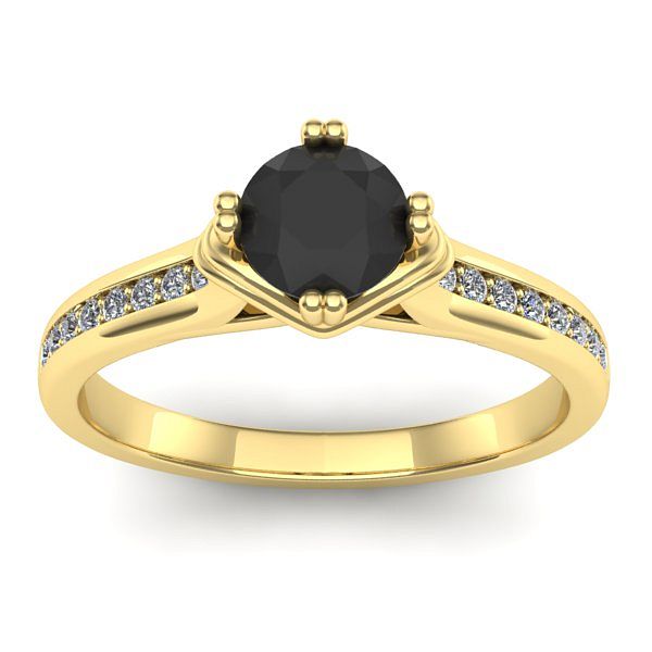 Inel cu diamant negru rotund