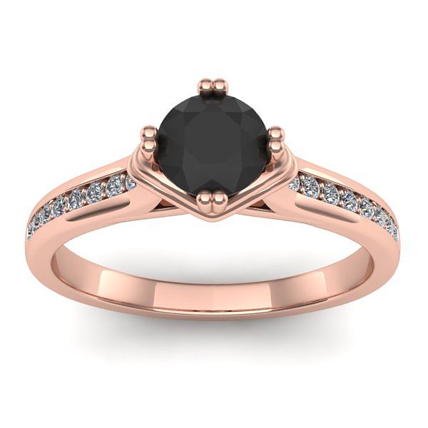 Inel logodna cu diamant negru rotund