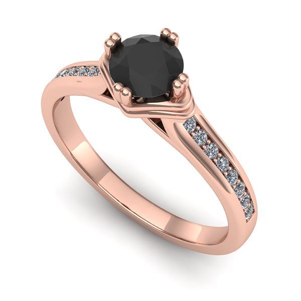 Inel de logodna din aur roz cu diamant negru