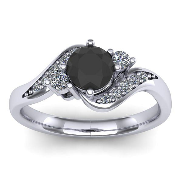 Inel logodna cu diamant negru rotund
