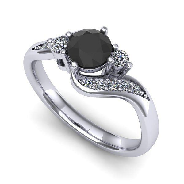 Inel din aur alb cu diamant negru