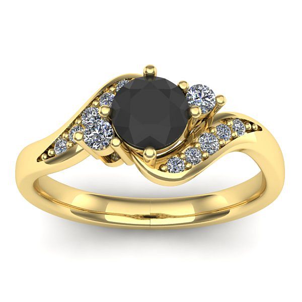Inel de logodna cu diamant negru rotund
