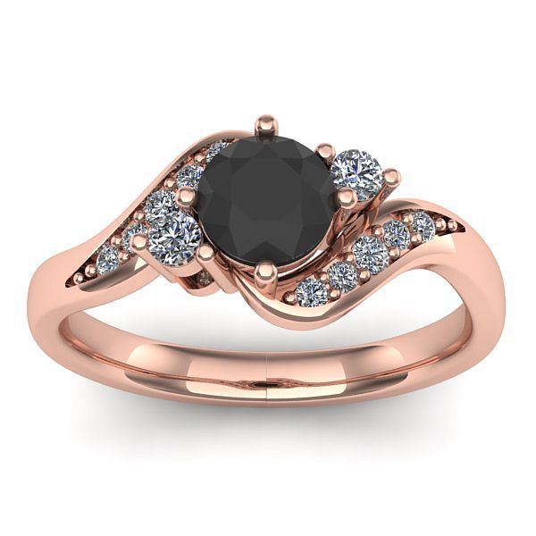 Inel de logodna cu diamant negru rotund