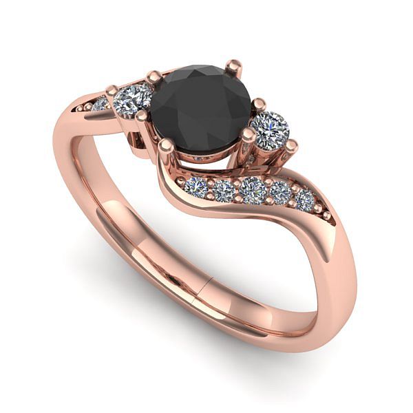 Inel din aur roz cu diamant negru