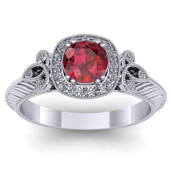 Inel de logodna cu rubin rotund