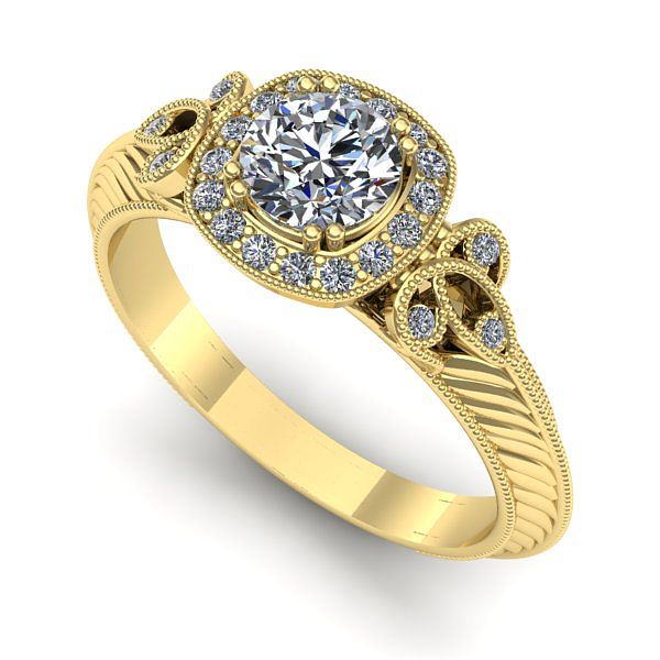 Inel de logodna din aur galben cu diamant de laborator