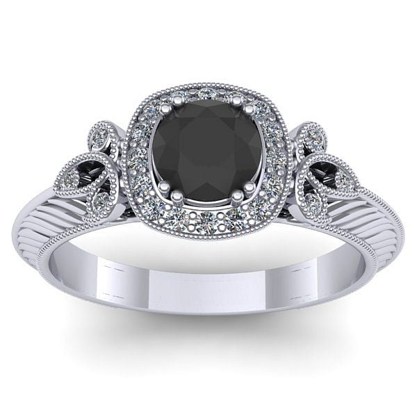 Inel de logodna cu diamant negru rotund