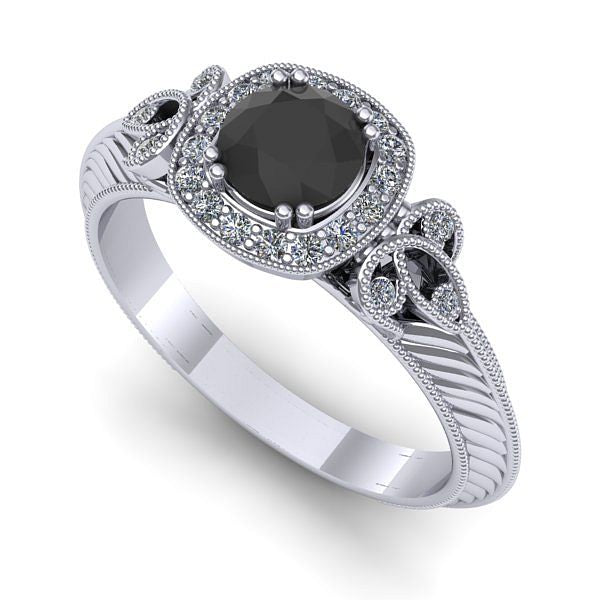 Inel din aur alb cu diamant negru