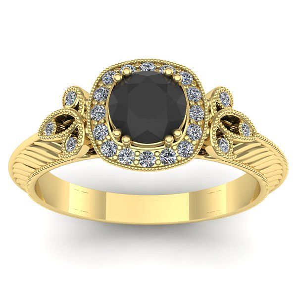 Inel logodna cu diamant negru rotund
