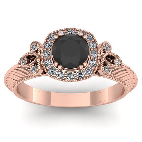 Inel logodna cu diamant negru rotund