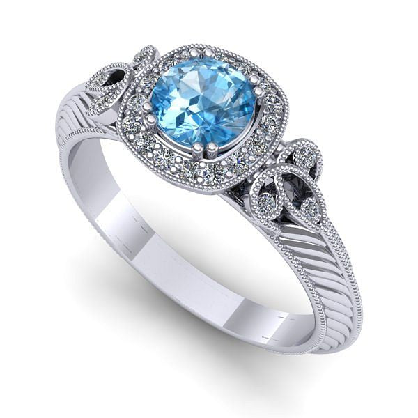 Inel din aur alb cu topaz blue