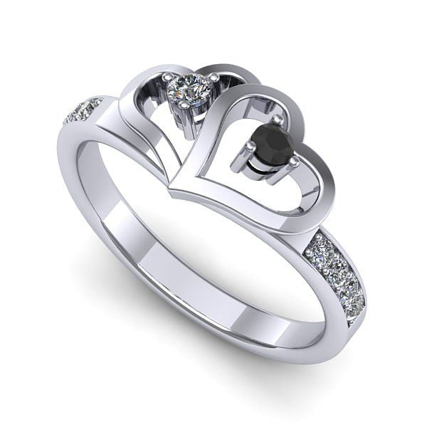 Inel de logodna din aur alb cu diamant negru