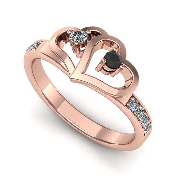 Inel de logodna din aur roz cu diamant negru