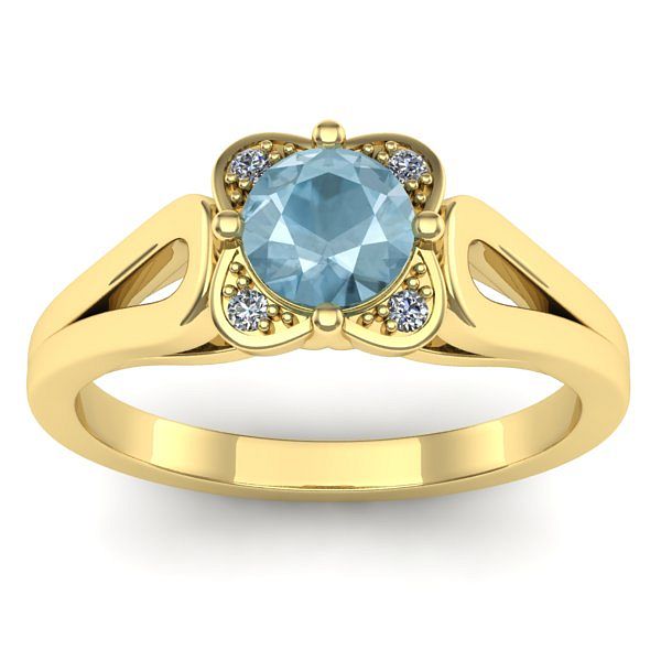 Inel de logodna cu aquamarin rotund