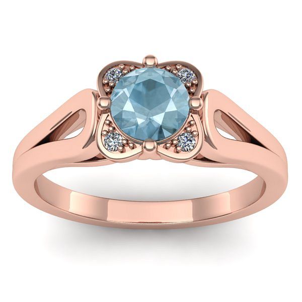 Inel logodna cu aquamarin rotund