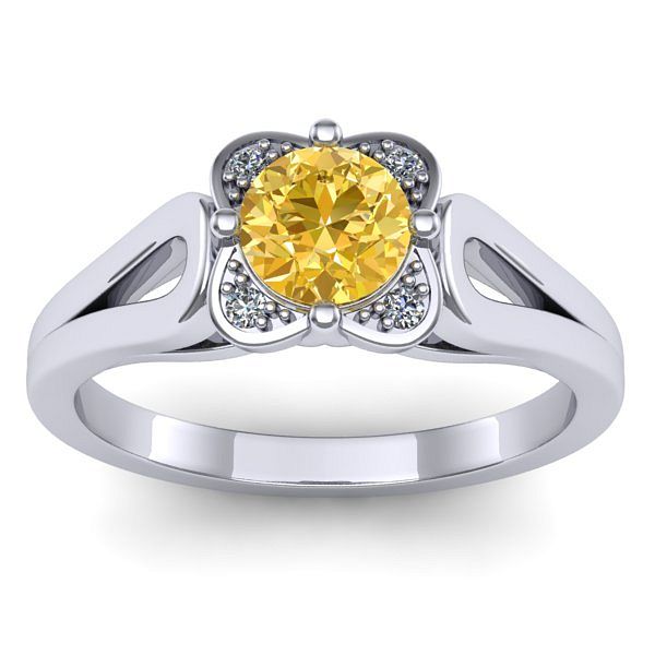 Inel logodna cu safir galben rotund