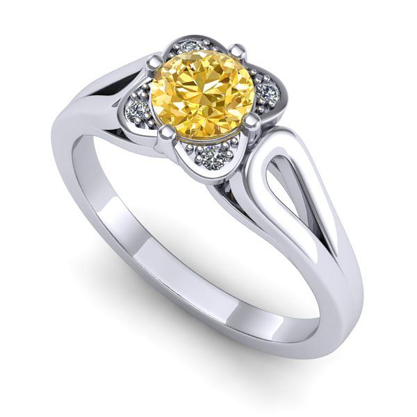 Inel de logodna din aur alb cu safir galben