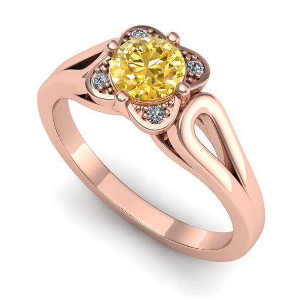 Inel logodna din aur roz cu safir galben