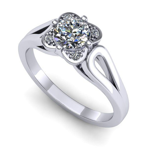 Inel logodna din aur alb cu safir alb