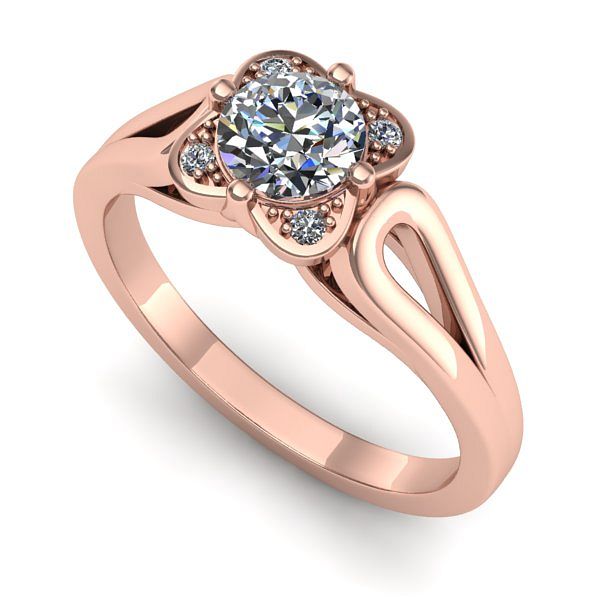 Inel de logodna din aur roz cu diamant de laborator