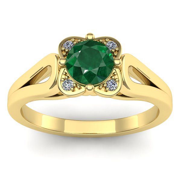 Inel de logodna cu smarald rotund