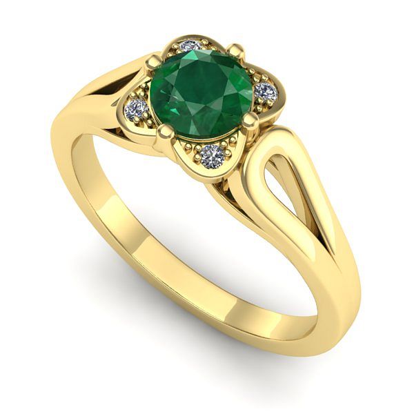 Inel din aur galben cu smarald