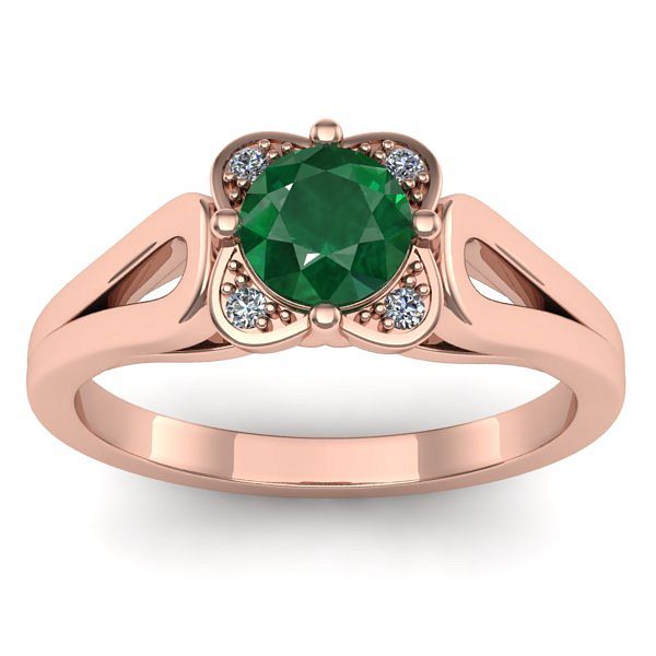 Inel de logodna cu smarald rotund