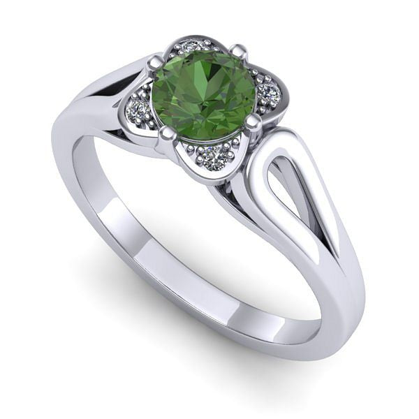 Inel de logodna din aur alb cu peridot