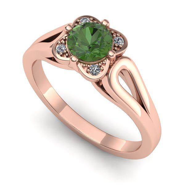 Inel logodna din aur roz cu peridot
