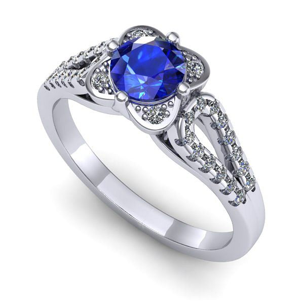 Inel de logodna din aur alb cu safir