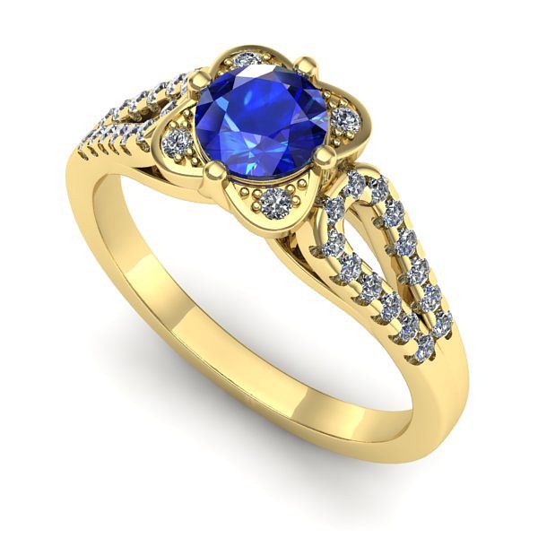 Inel de logodna din aur galben cu safir