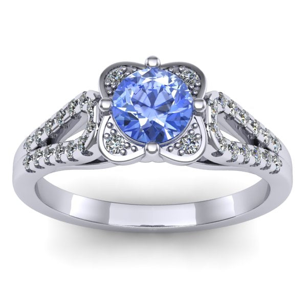 Inel logodna cu tanzanit rotund
