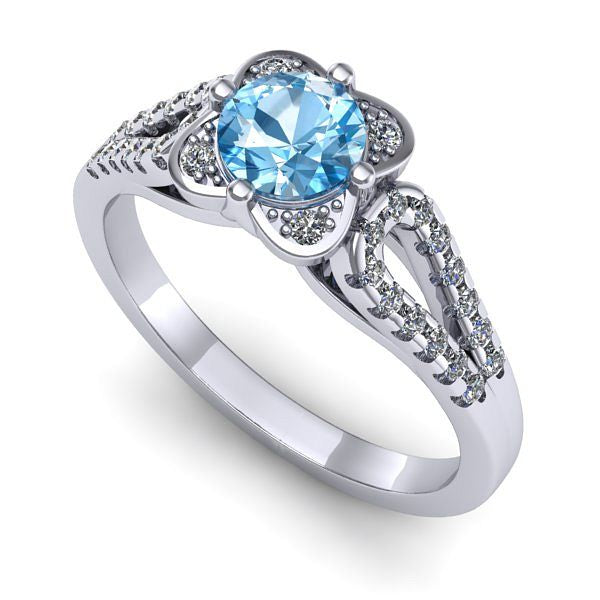 Inel de logodna din aur alb cu topaz blue