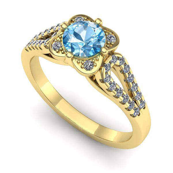 Inel din aur galben cu topaz blue