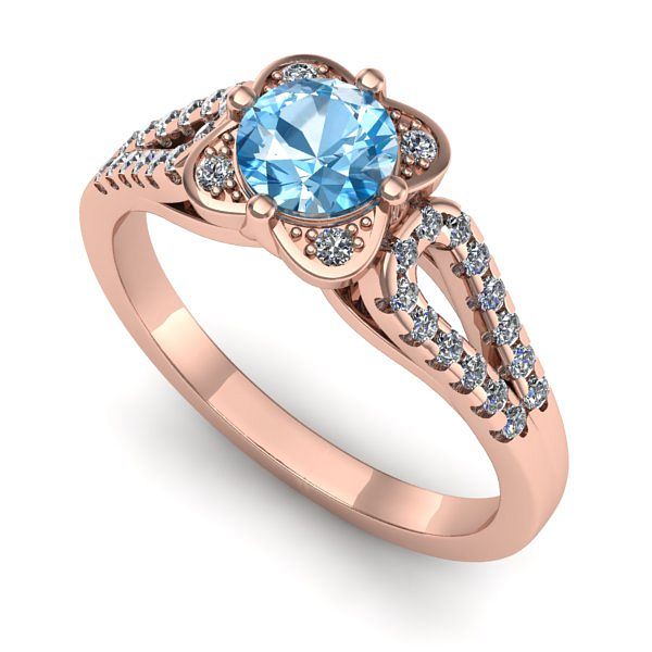 Inel de logodna din aur roz cu topaz blue