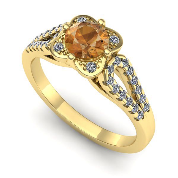 Inel logodna din aur galben cu citrin