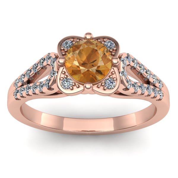 Inel cu citrin rotund