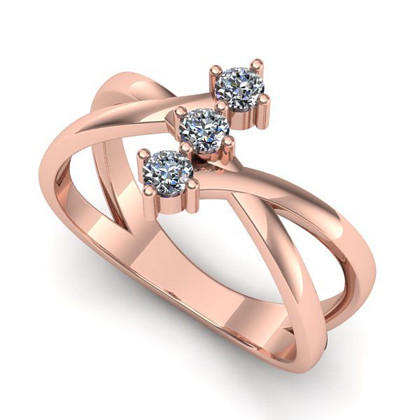 Inel de logodna din aur roz cu diamant