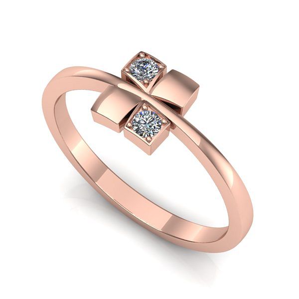 Inel din aur roz cu diamant