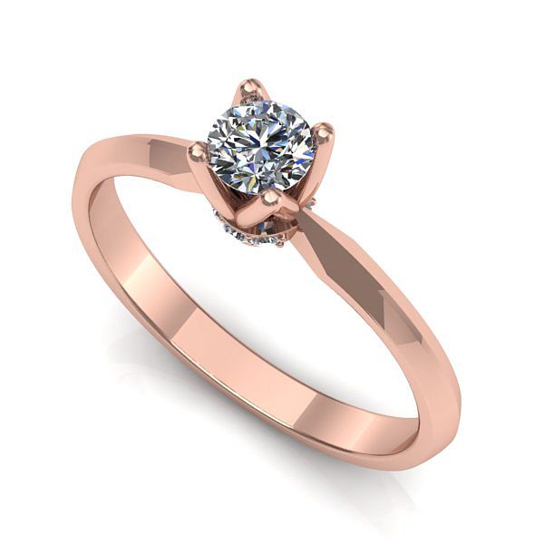 Inel logodna din aur roz cu diamant