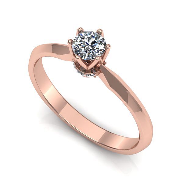 Inel de logodna din aur roz cu diamant