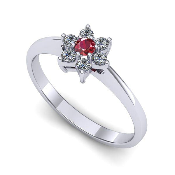 Inel de logodna din aur alb cu rubin
