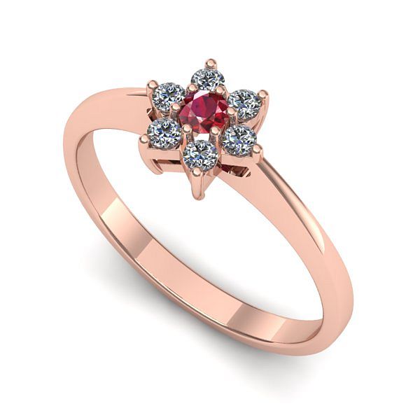 Inel din aur roz cu rubin