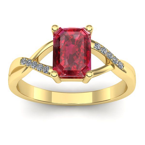 Inel logodna cu rubin dreptunghiular