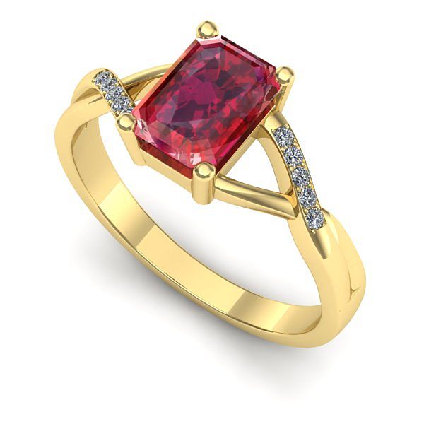 Inel logodna din aur galben cu rubin