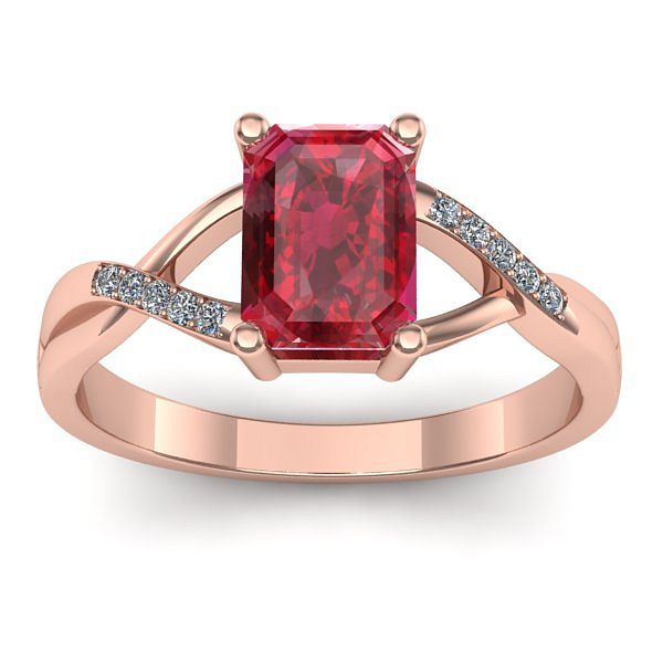 Inel cu rubin dreptunghiular